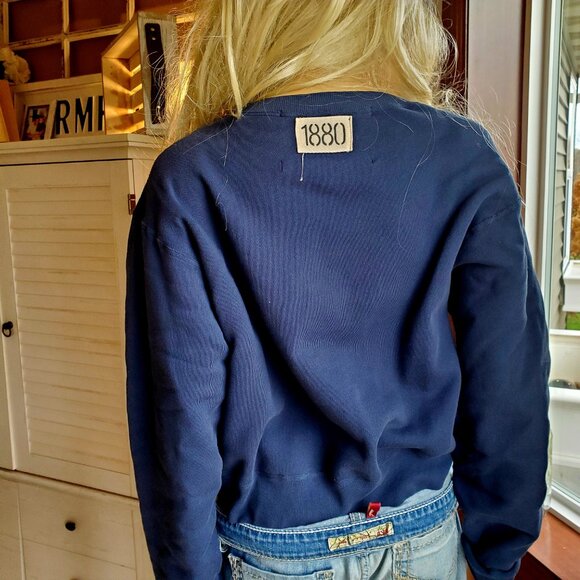 Riley Vintage Brooklyn Crew Size Large Navy Blue with Yellow Detailing - Picture 9 of 10